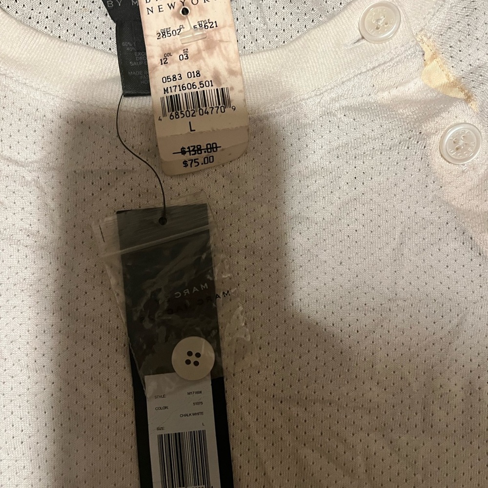Marc Jacobs Fitted Henley (with dual bottom detail) Sz Large.